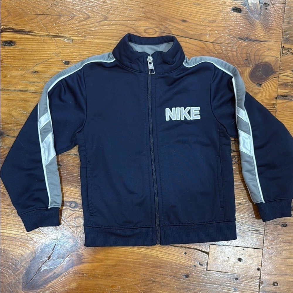 Nike Navy Blue Zip Up Jacket with Gray Lining Toddler size 3T